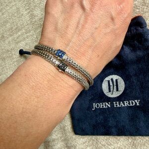 John Hardy Silver Double-Woven Bracelet with Blue and Black Accents